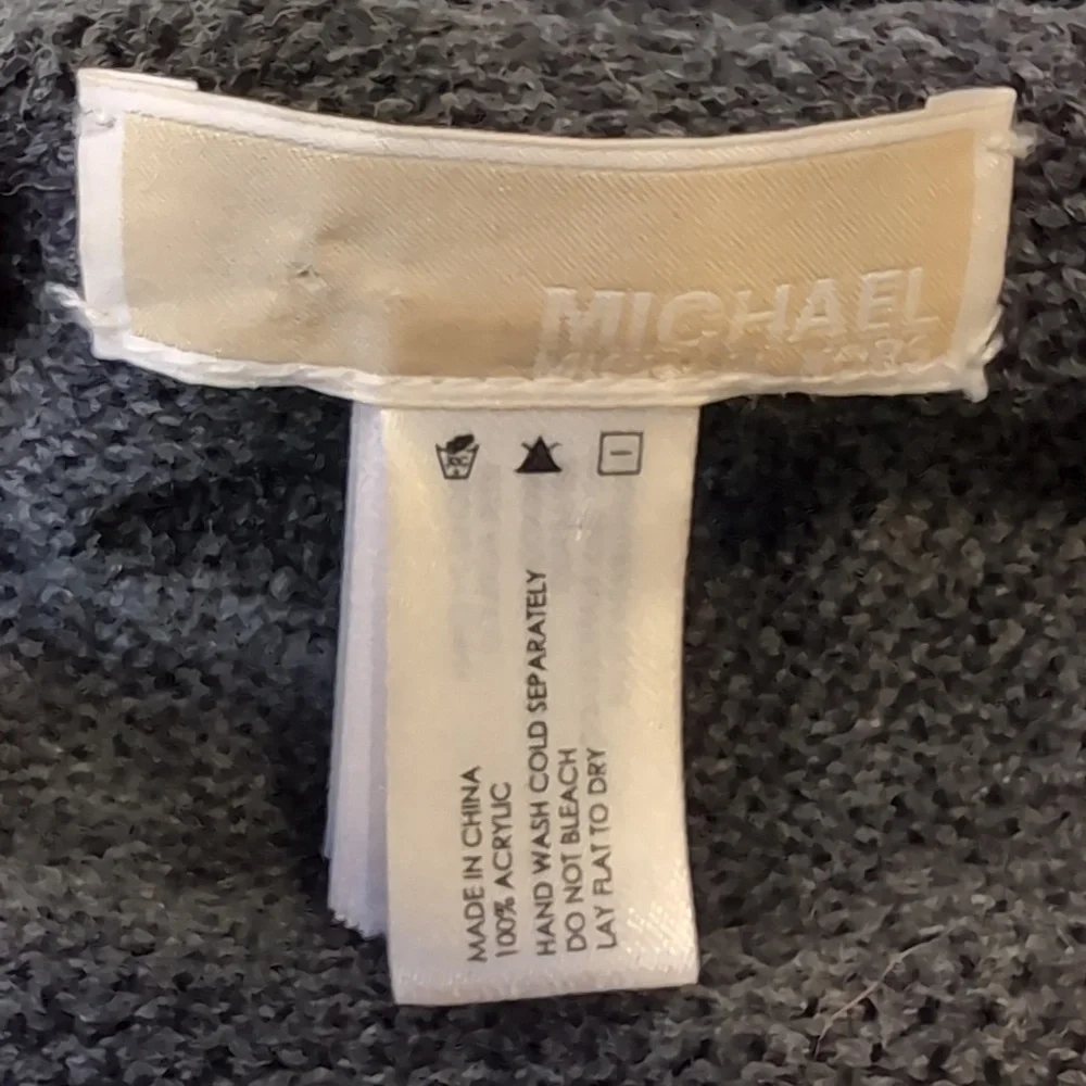 Michael Kors Charcoal Grey Knit Poncho Lace Up Grommet Cape Sweater Womens O/S - Picture 12 of 14